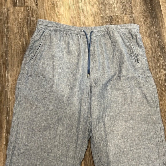 Athleta retreat blue linen pull on wide leg pants size 26 - Picture 3 of 11